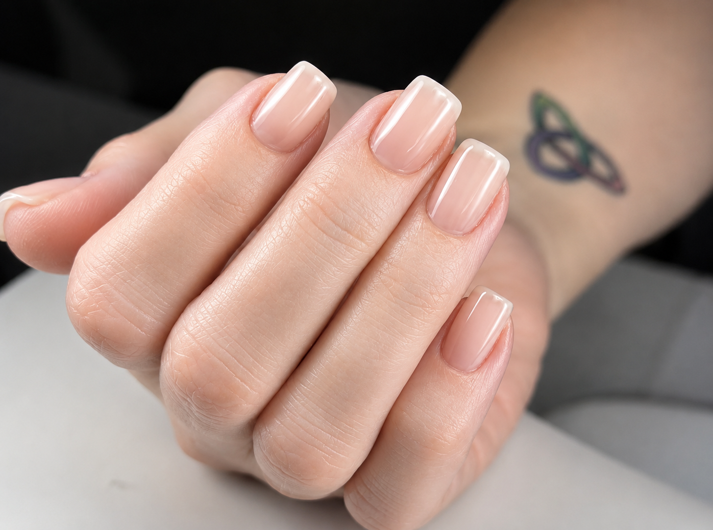 Natural/Rubber Base nail styling by Hope Studio Nails